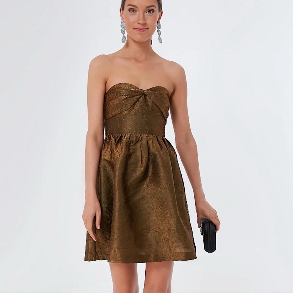 Tuckernuck Hyacinth House Bronze Gold Jacquard Anastasia Mini Dress Size XL NWT